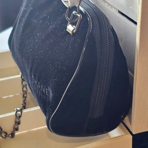 CHANEL Black Velvet Clutch W/Crossbody Chain & Twilly Added - Picture 9 of 16